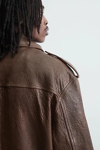 OVERSIZED LEATHER BIKER JACKET