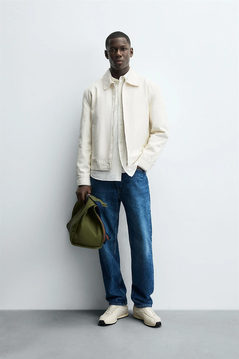 TEXTURED ZIP-UP OVERSHIRT