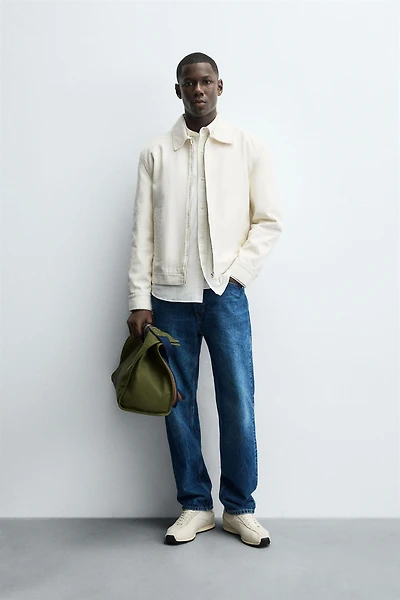 TEXTURED ZIP-UP OVERSHIRT