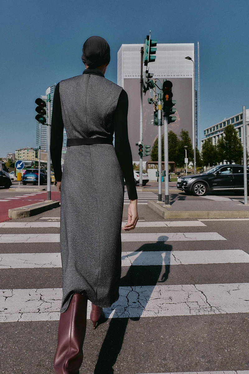MARLED MIDI BELTED DRESS