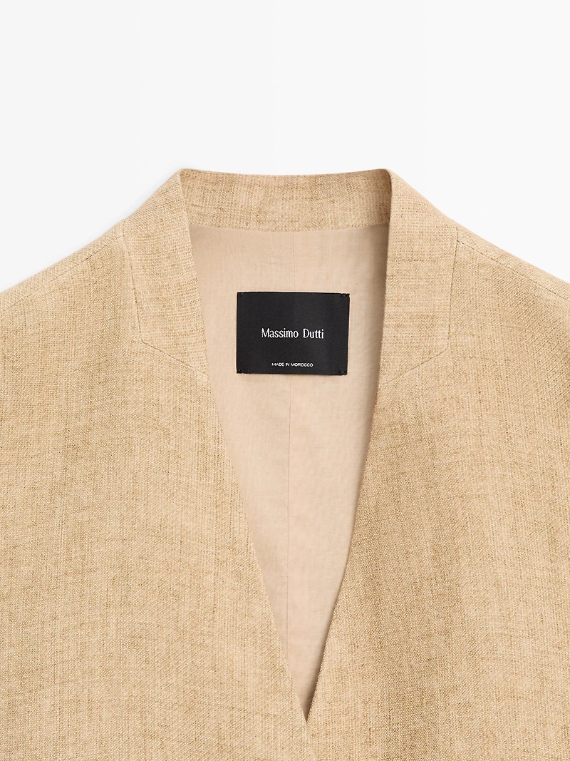 Linen waistcoat with crossover fastening