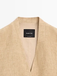 Linen waistcoat with crossover fastening