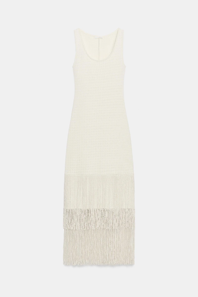 TEXTURED FRINGED DRESS