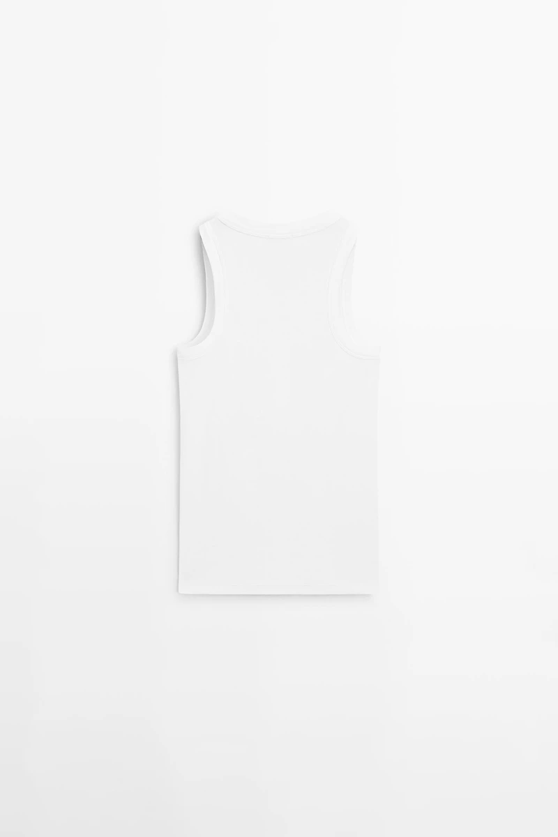 T-shirt encolure américaine en coton mélangé