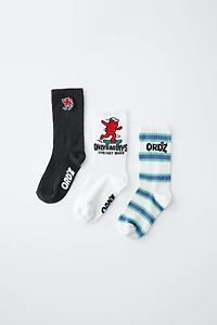 LOT DE TROIS PAIRES CHAUSSETTES À LOGO IMPRIMÉ