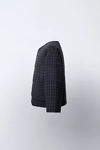 MANTEAU À CARREAUX TEXTURÉ AVEC LAINE
