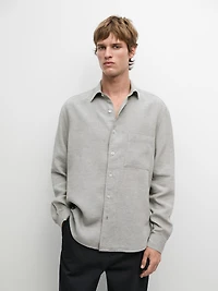100% linen regular fit shirt with pocket