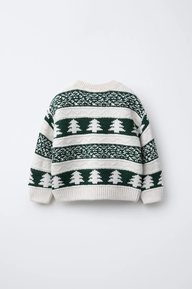 TREE PRINT KNIT SWEATER