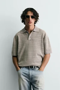 BOUCLÉ TEXTURED KNIT POLO SHIRT