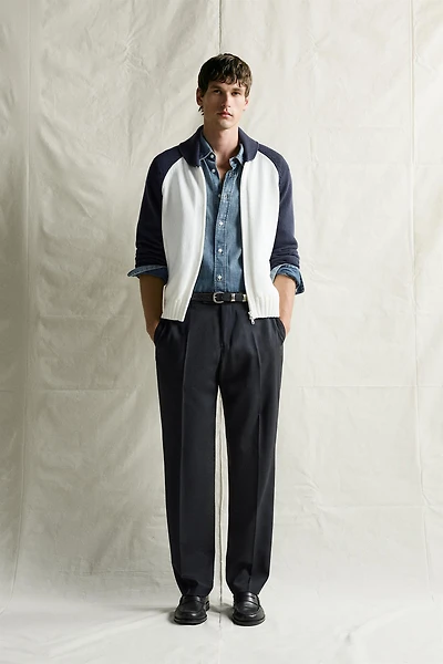 COLOR BLOCK RELAXED FIT CARDIGAN
