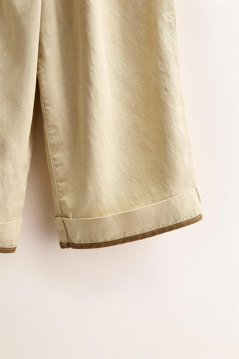 ZARA TIMELESS - LINEN PANTS WITH CONTRAST HEM
