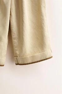 ZARA TIMELESS - LINEN PANTS WITH CONTRAST HEM