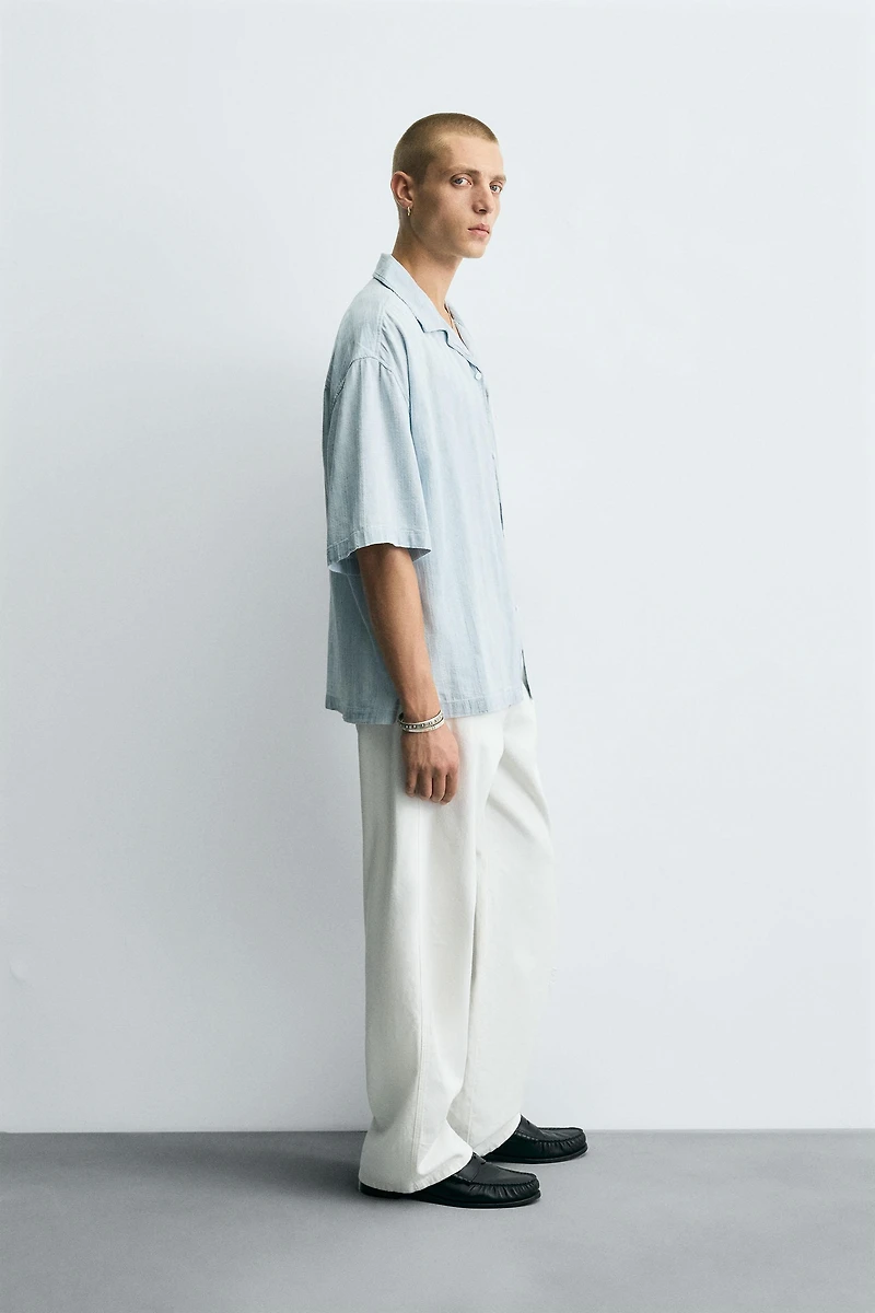 CHEMISE DÉLAVÉE JACQUARD RAYURES
