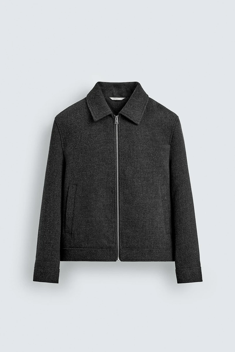 ZIP-UP WOOL EFFECT JACKET