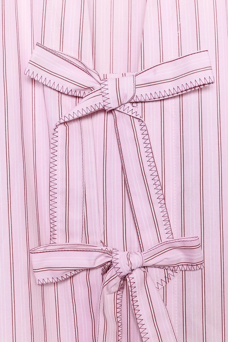 STRIPED POPLIN SHIRT WITH TIES