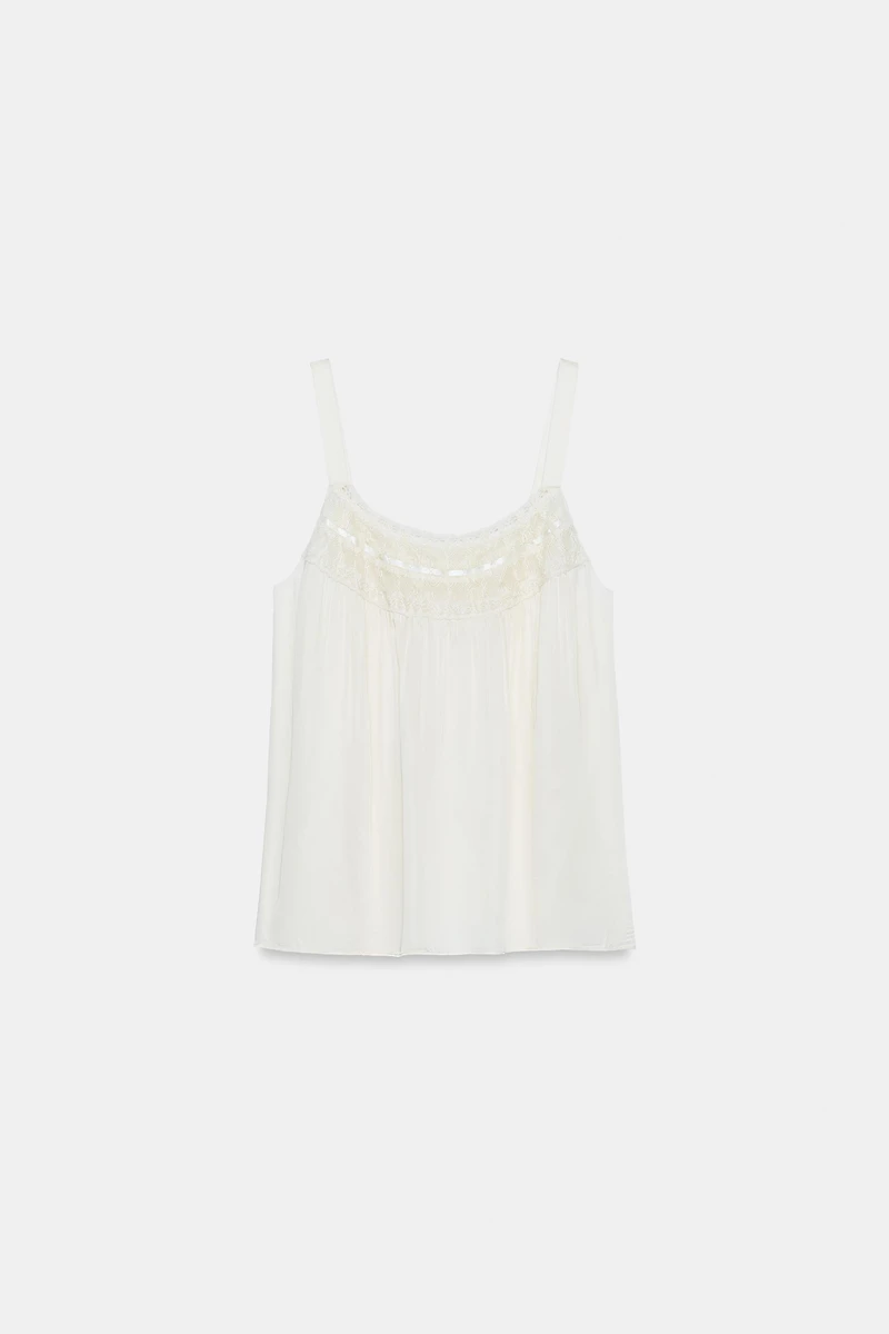 ZW COLLECTION LACE SATIN EFFECT TOP