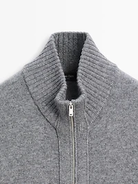 Wool blend cardigan with zip detail