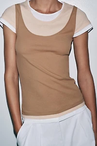 T-SHIRT SUPERPOSITION CONTRASTE