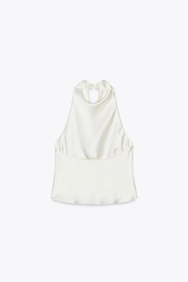 SATIN EFFECT HALTER TOP