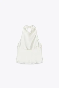 SATIN EFFECT HALTER TOP