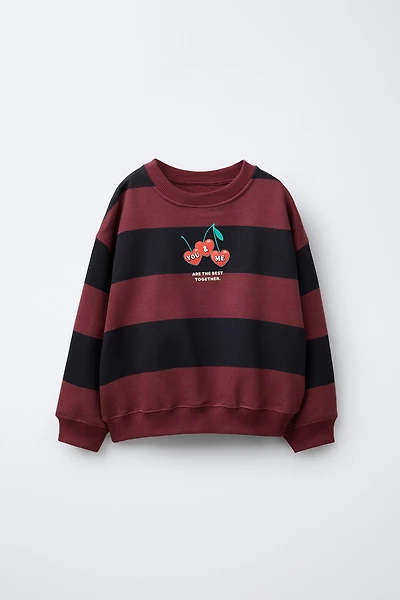 SWEAT À RAYURES ET CERISES