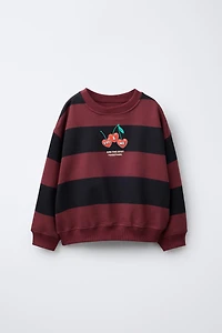 SWEAT À RAYURES ET CERISES