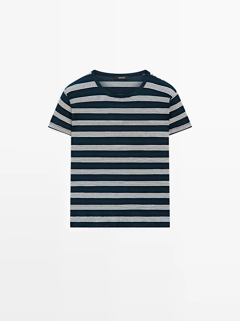 100% cotton striped short sleeve T-shirt