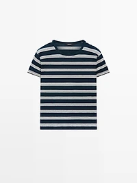 100% cotton striped short sleeve T-shirt