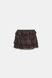RUFFLED SEQUIN MINI SKIRT
