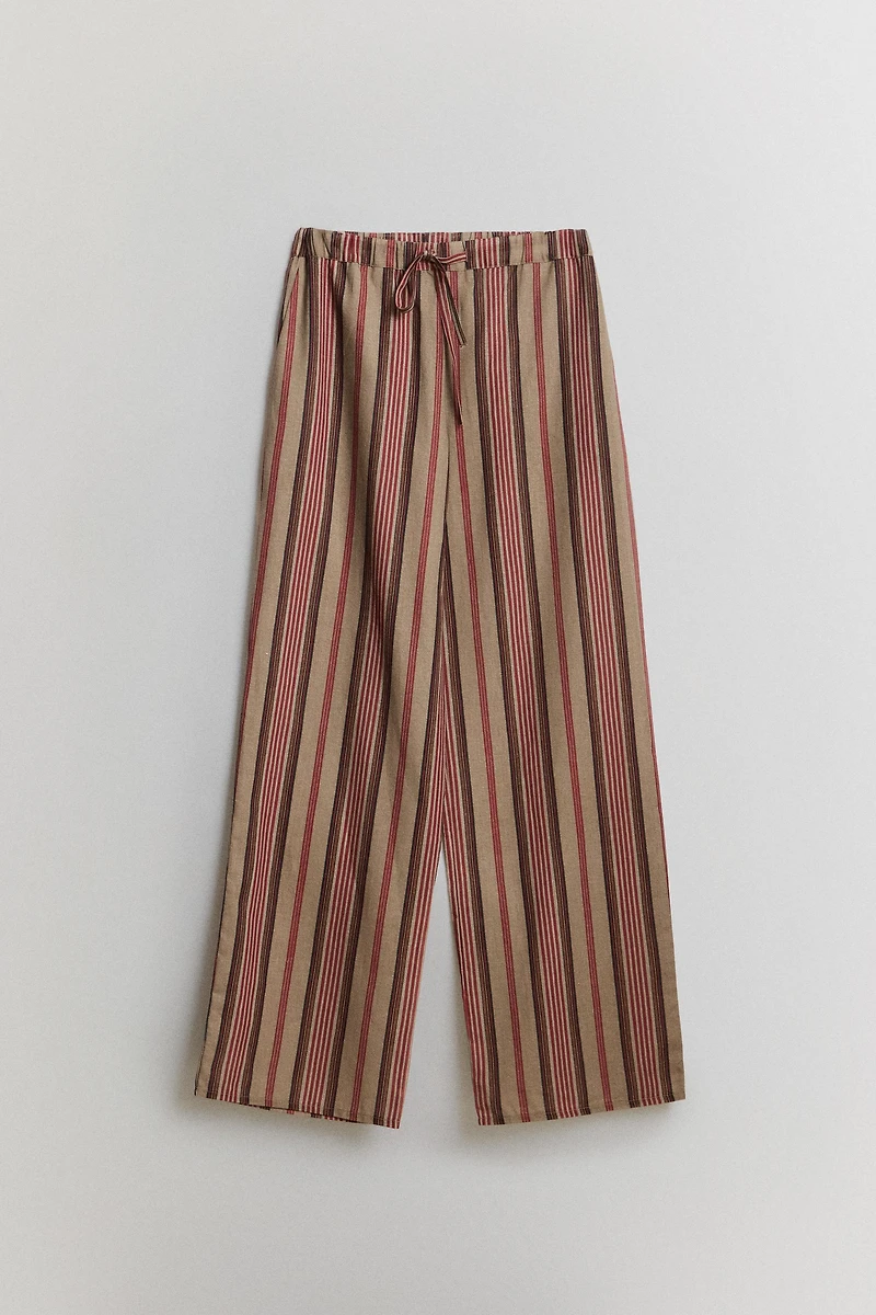 COTTON LINEN STRIPED TROUSERS | KATHARINE POLE