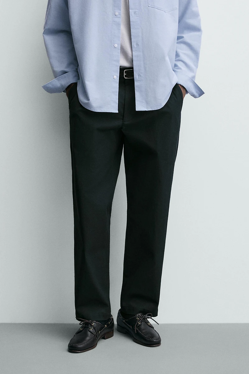 PLEATED TEXTURED PANTS