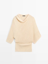 Pull oversize asymétrique en coton et lin