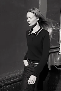 CONTRAST PIPING KNIT POLO SHIRT