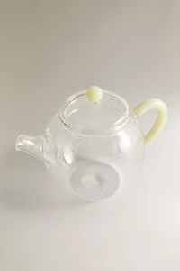 BOROSILICATE GLASS TEAPOT WITH COLOURED HANDLE