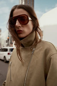 FAUX SUEDE BIKER JACKET