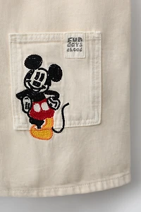 SALOPETTE COURTE EN SERGÉ BRODERIES MICKEY MOUSE © DISNEY