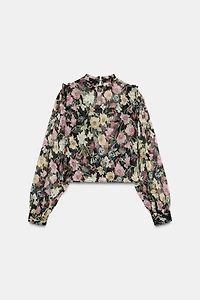FLORAL PRINT RUFFLED BLOUSE
