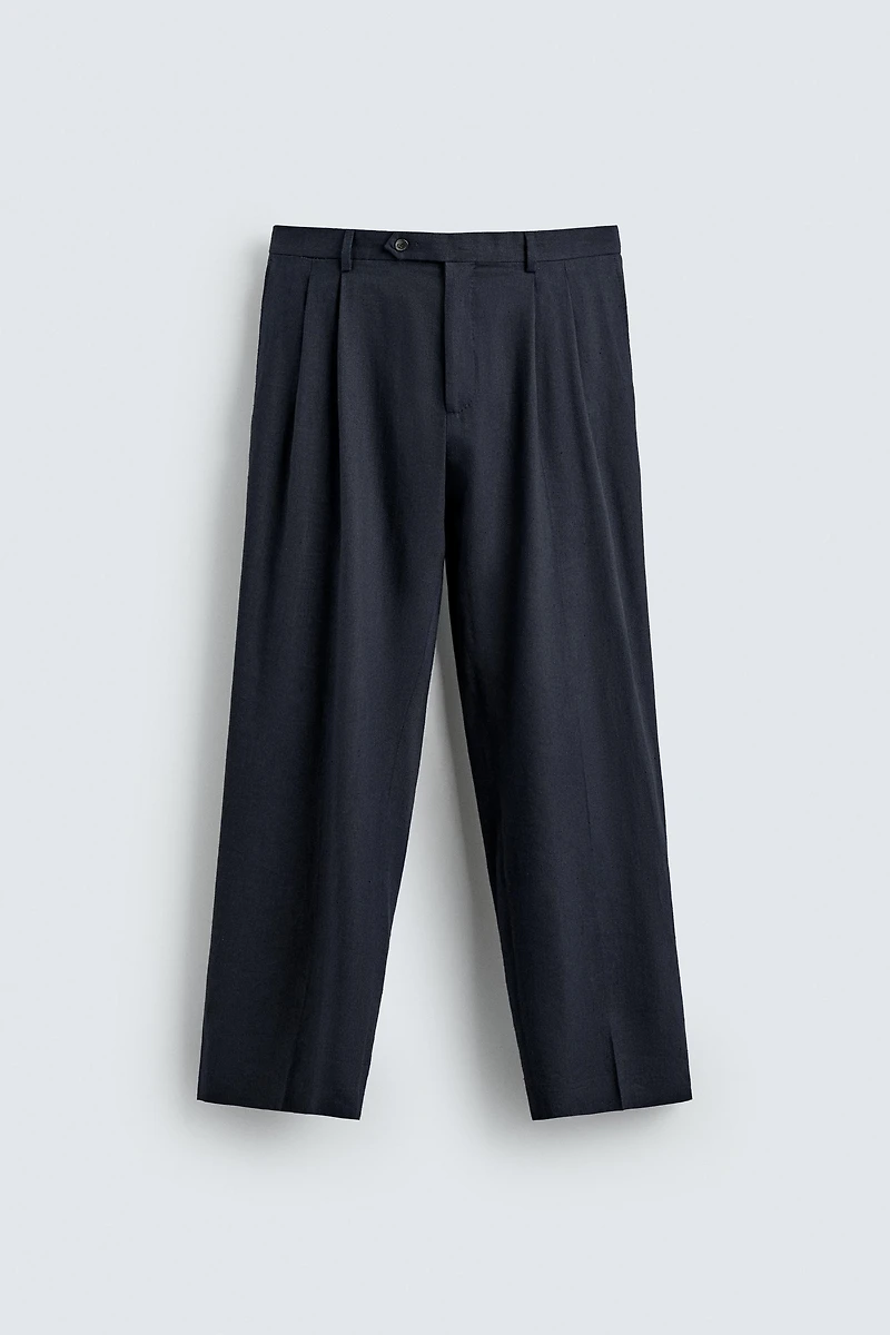 PANTALON PLISSÉ COUPE DÉCONTRACTÉE 100% LAINE