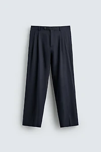 PANTALON PLISSÉ COUPE DÉCONTRACTÉE 100% LAINE