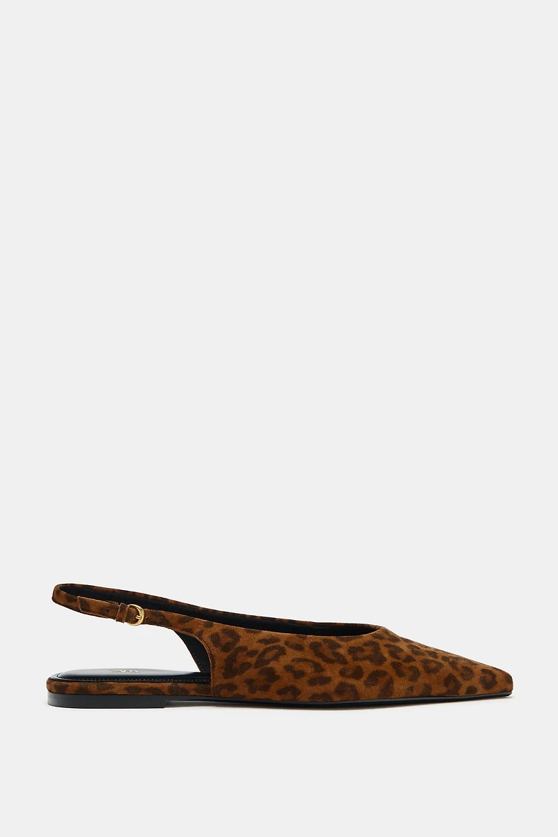 ANIMAL PRINT LEATHER SLINGBACK SHOES