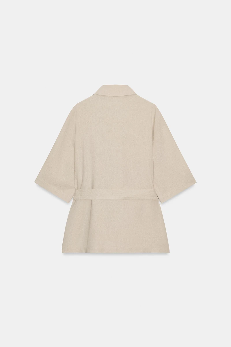 BELTED LINEN SAFARI JACKET