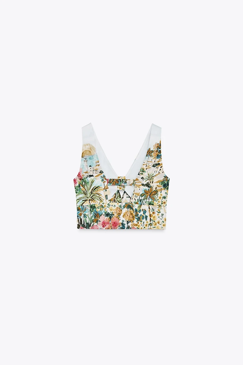 KNOTTED PRINTED CROP TOP