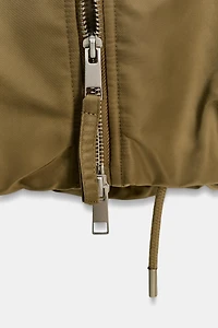 ZW COLLECTION FAUX FUR COLLAR BOMBER JACKET