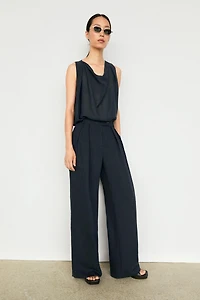 Melange linen suit pants