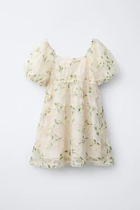 EMBROIDERED FLORAL TULLE DRESS
