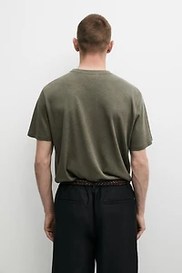 T-shirt double col lin coton