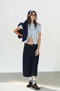 CHECKED PEPLUM TOP
