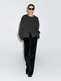 Flare fit high-waist flocked jeans