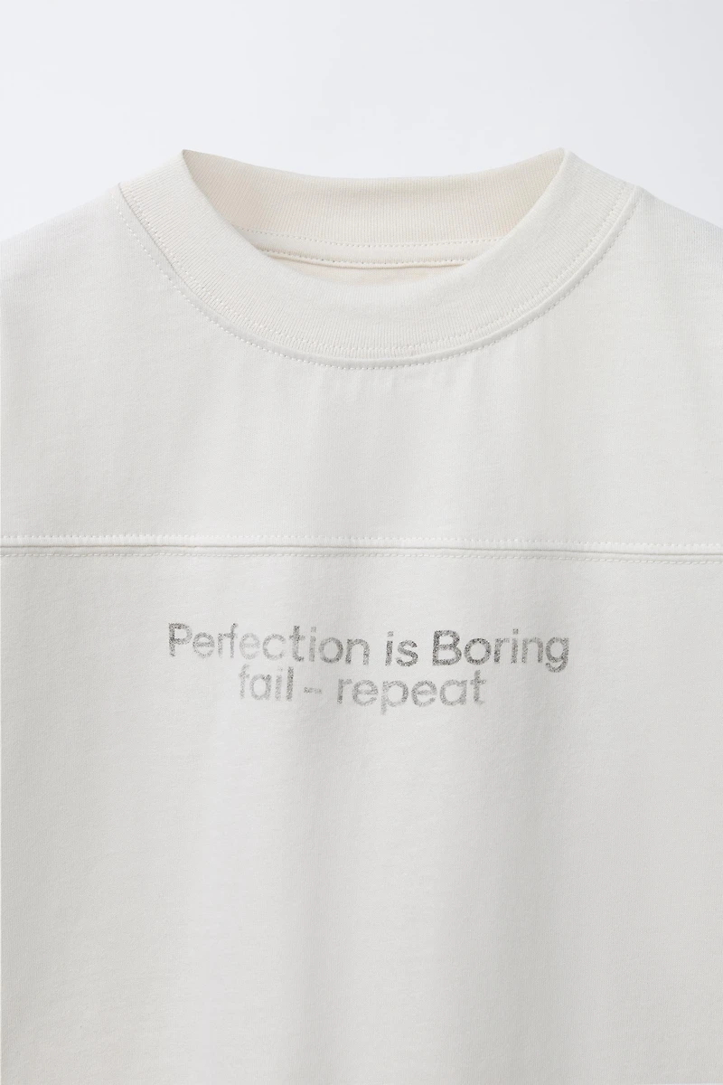 WASHED EFFECT TEXT T-SHIRT