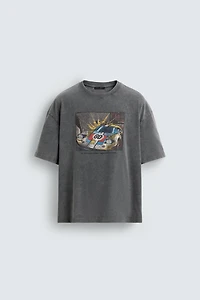 WASHED COMIC PRINT T-SHIRT